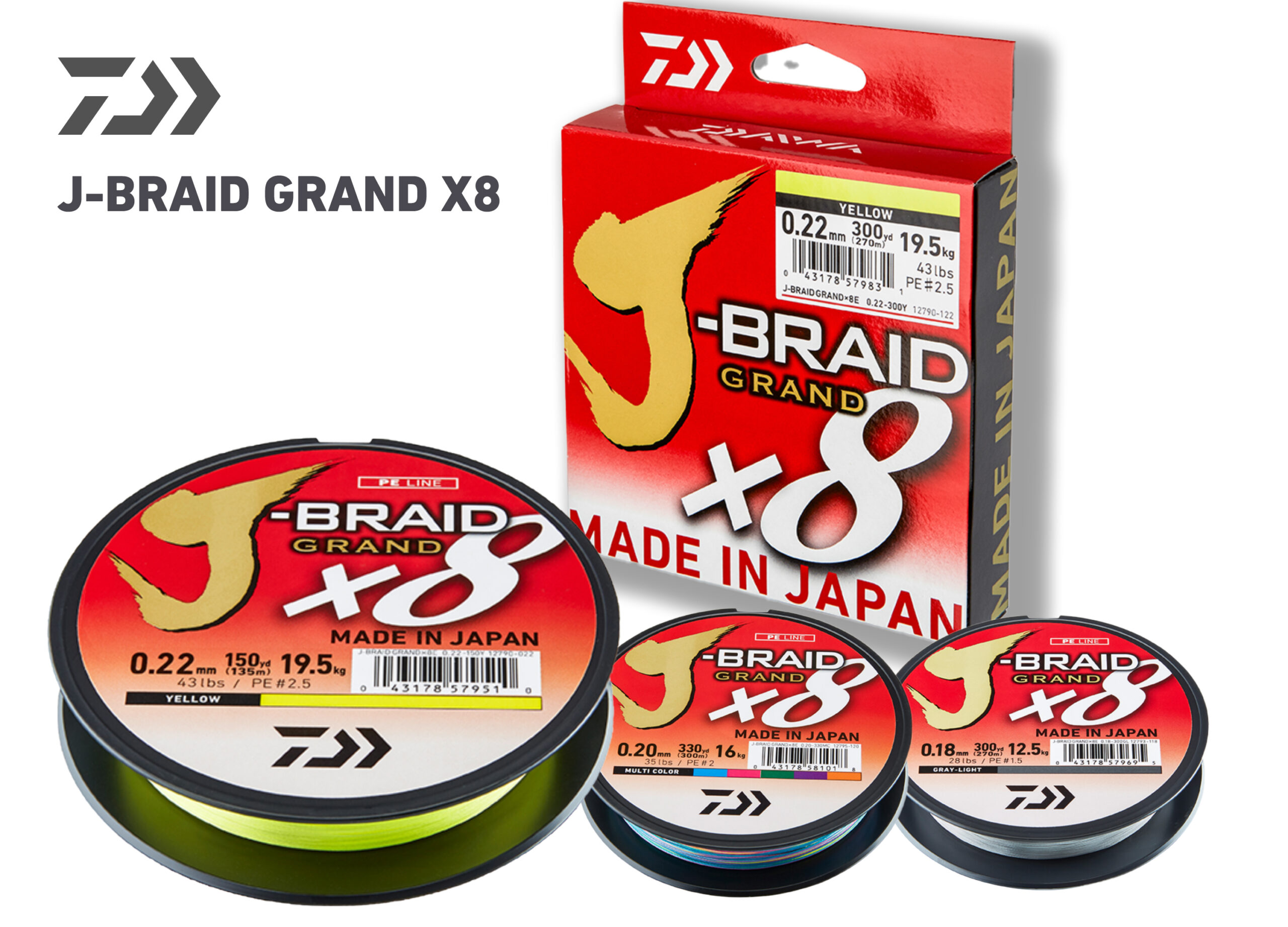 Daiwa J-BRAID X8 GRAND -kuitusiima, Keltainen