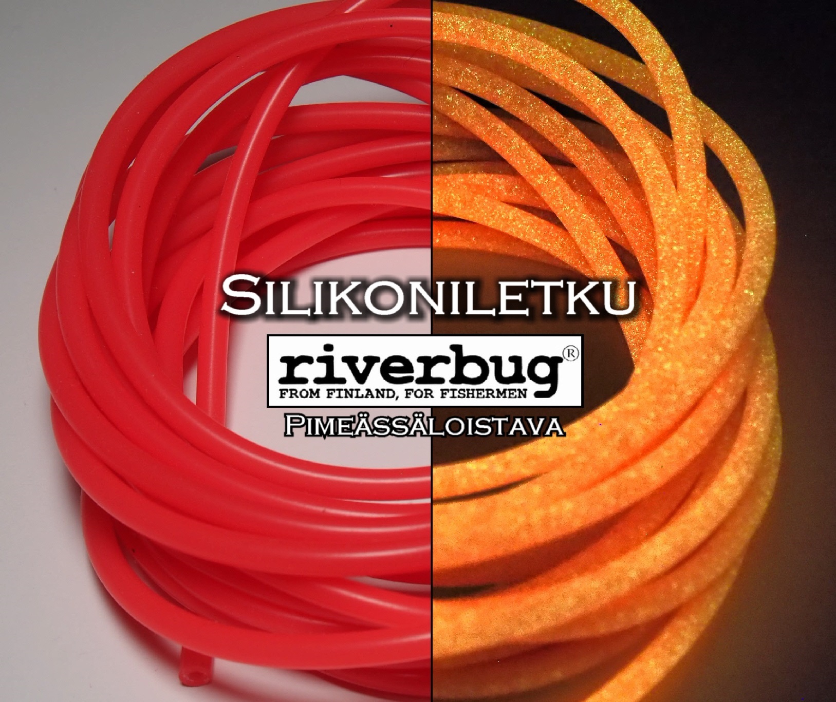 Riverbug -silikoniletku,1m, 4x2mm, Glow in Dark