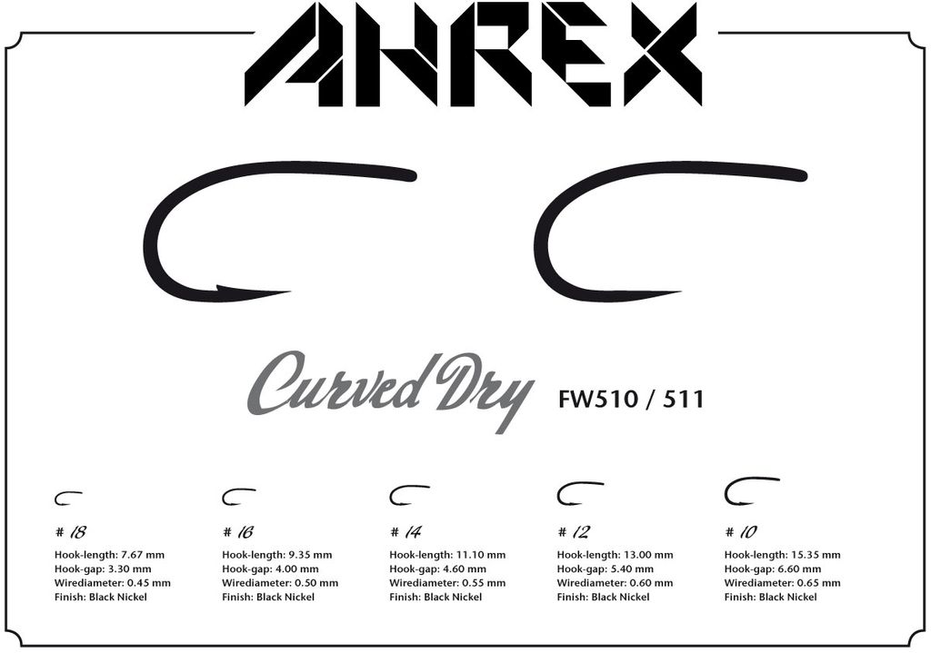 Ahrex FW511 Curved Dry Hook Barbless -perhokoukut
