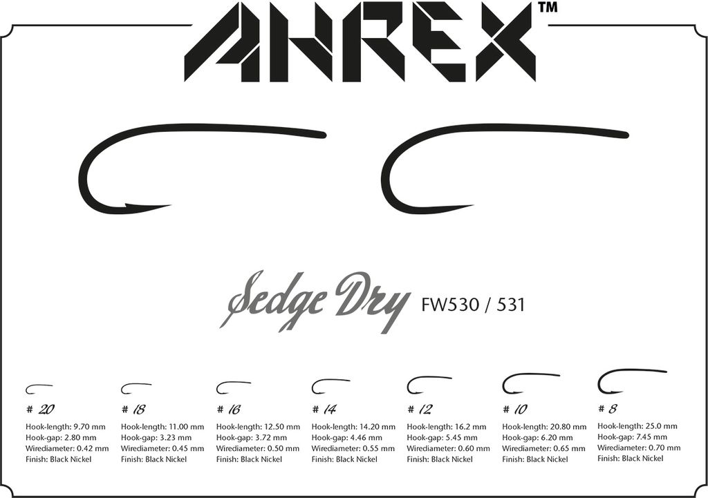 Ahrex FW530 Sedge Dry Hook -perhokoukut