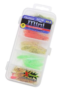 Patriot Ice Mini pilkkijigilajitelma 28kpl - 25 jigiä, 2 morria ja vieherasia
