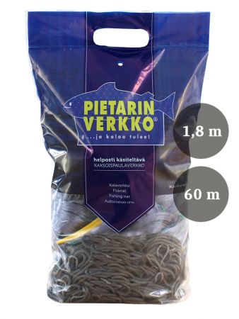 Pietarinverkko Kalaverkko 43mm 1,8m lanka 0,14 pituus 60m, Pietarin kaksoispaula